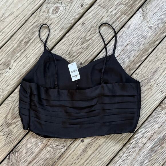 Express Women's Black Satin Layered Crop Top Size M. NEW - Picture 2 of 6